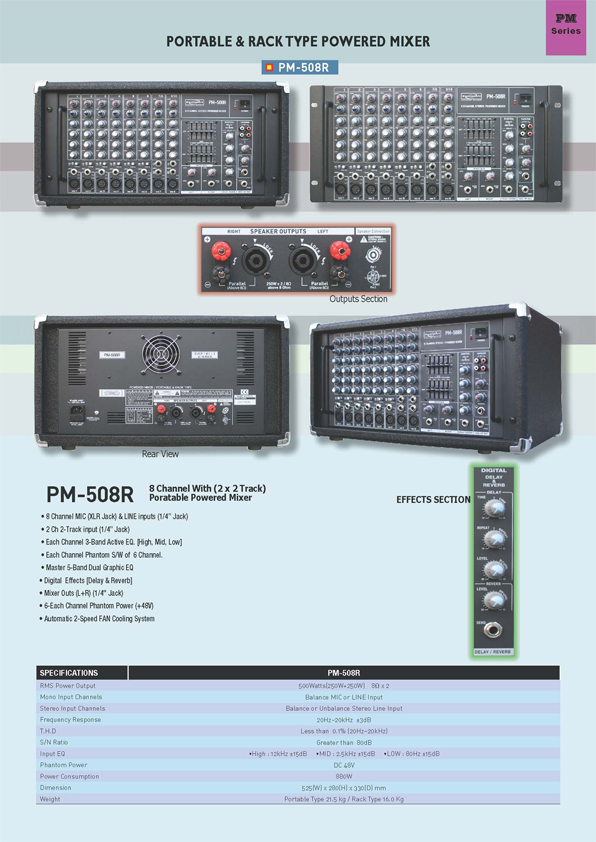 사운드아트 파워드믹서 PM-508R/ SoundArt PORTABLE & RACK TYPE POWERED MIXER PM-508R - 1번째 사진. (기독정보넷 - 기독교 벼룩시장.) 