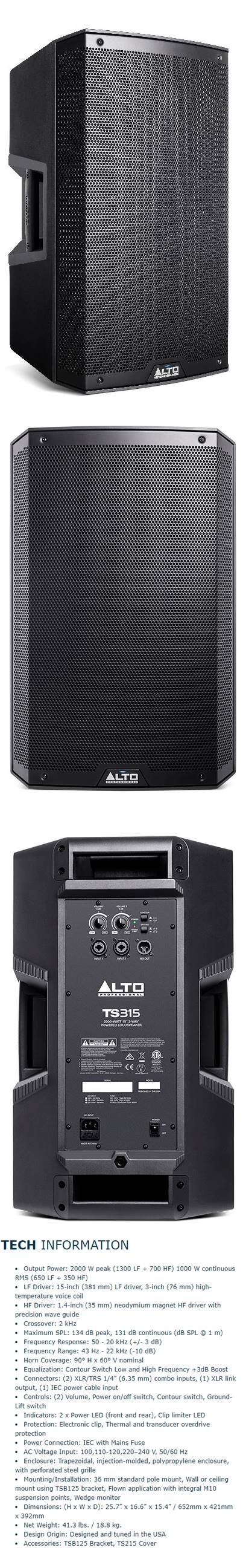 ALTO TS315 2000W 파워드 스피커 90 만원